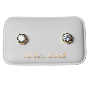 18k Italian Flower Stud Earrings – Delicate Elegance for Little Ones
